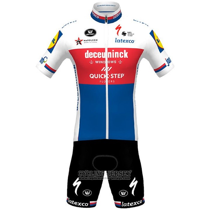 2021 Cycling Jersey Deceuninck Quick Step Champion Czech Republic Short Sleeve And Bib Short